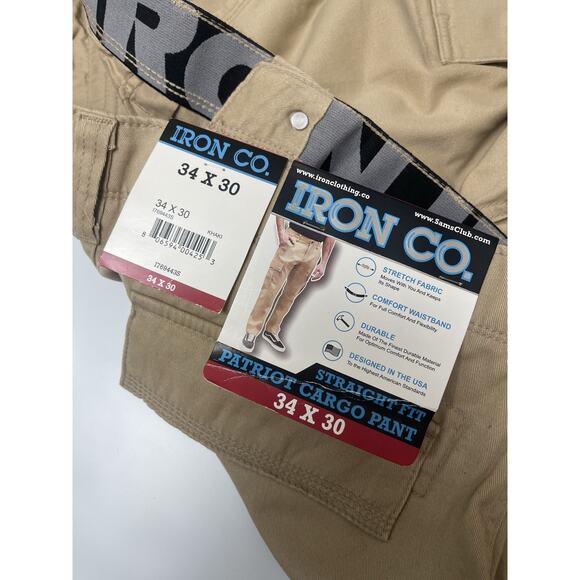 Iron Co Clothing Men's Patriot Cargo Pant Stretch Fabric, Durable, Khaki, 34x30” - Picture 10 of 13